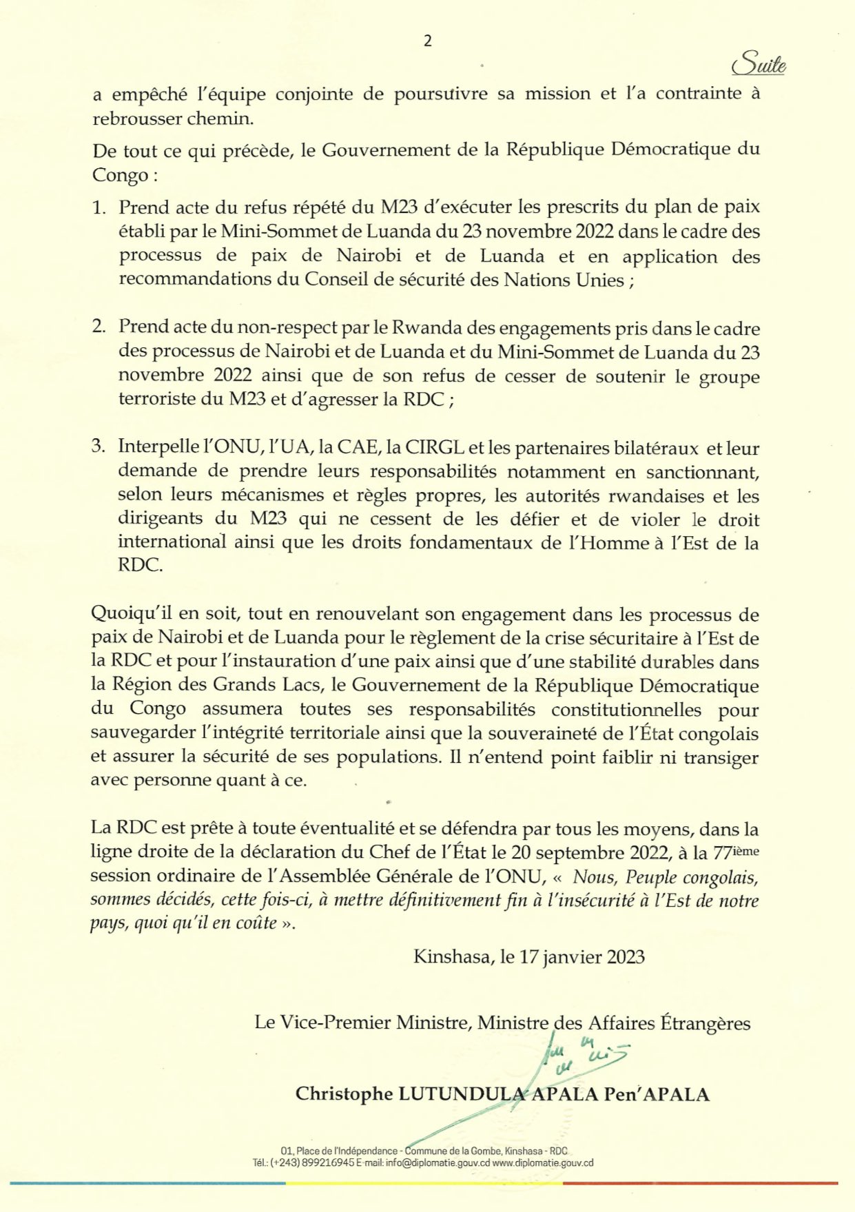 Communiqué de la RDC page 2.