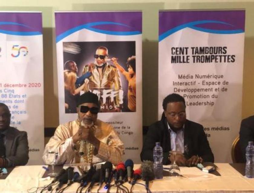 Koffi Olomidé lors de la conférence de presse tenue à l'hôtel Memling à Kinshasa