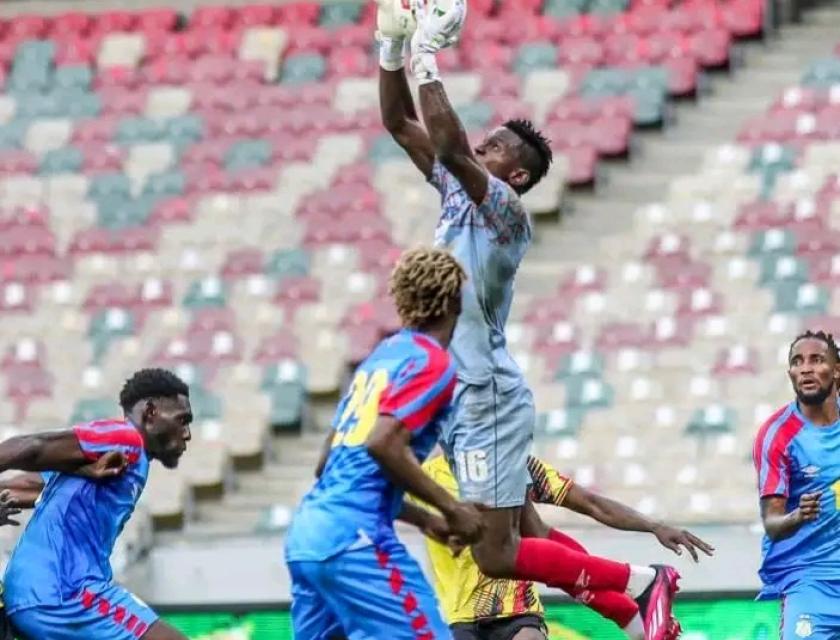 Photo illustrant, Siadi Baggio gardien de l'équipe Nationale congolaise lors du match amical face à l'Ouganda le 15 juin 2023