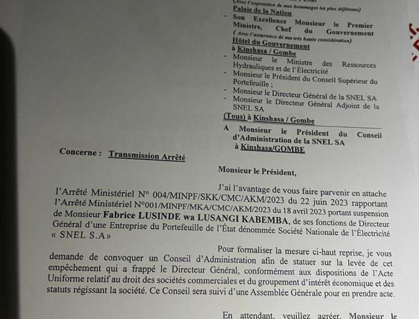 restitution du DG de la SNEL 