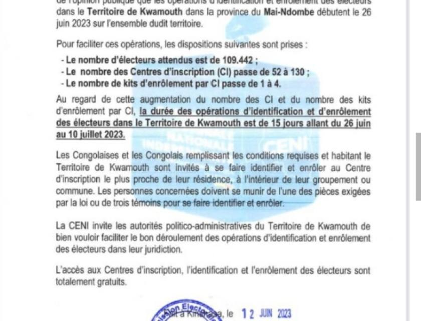 Enrôlement à kwamouth 