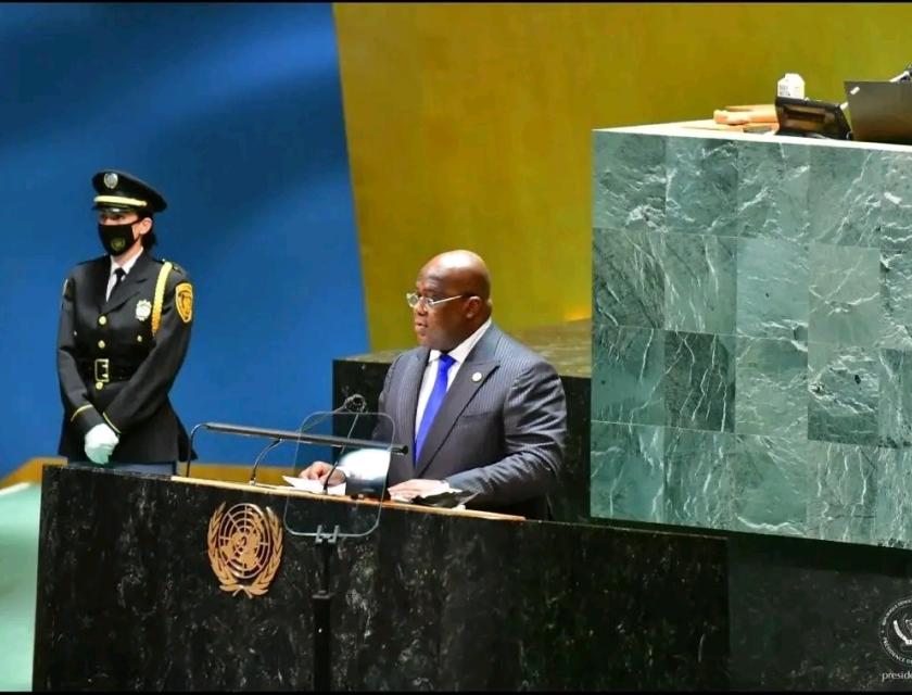 Le Président Félix Tshisekedi lors de son discours au siège de l'ONU, à New York, aux USA.