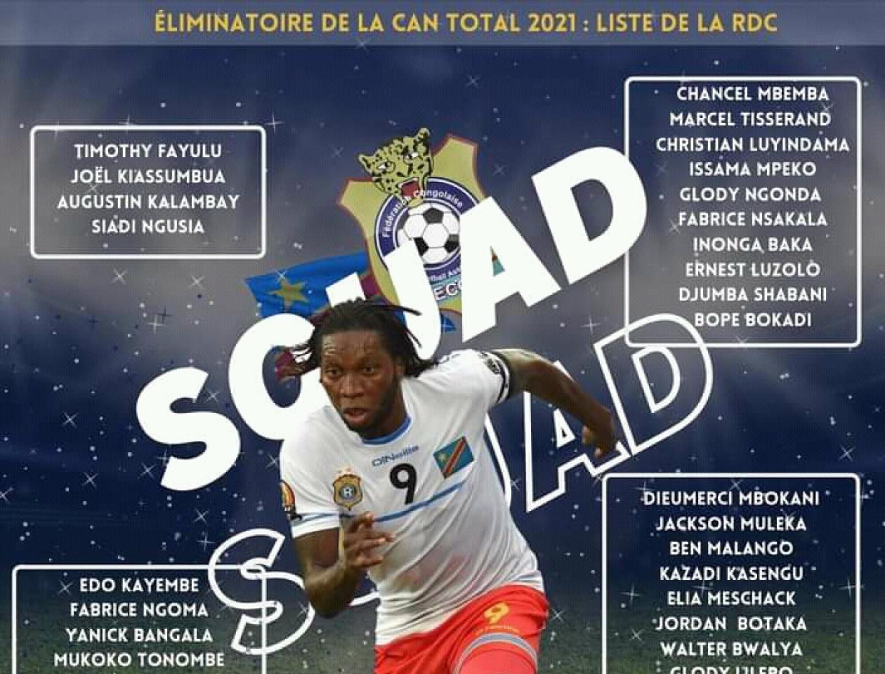La liste de la RDC avec Mbokani