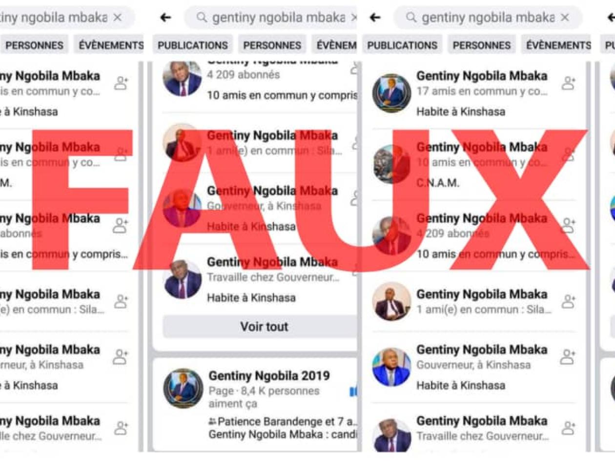 Fausse page Facebook au nom de Gentiny Ngobila
