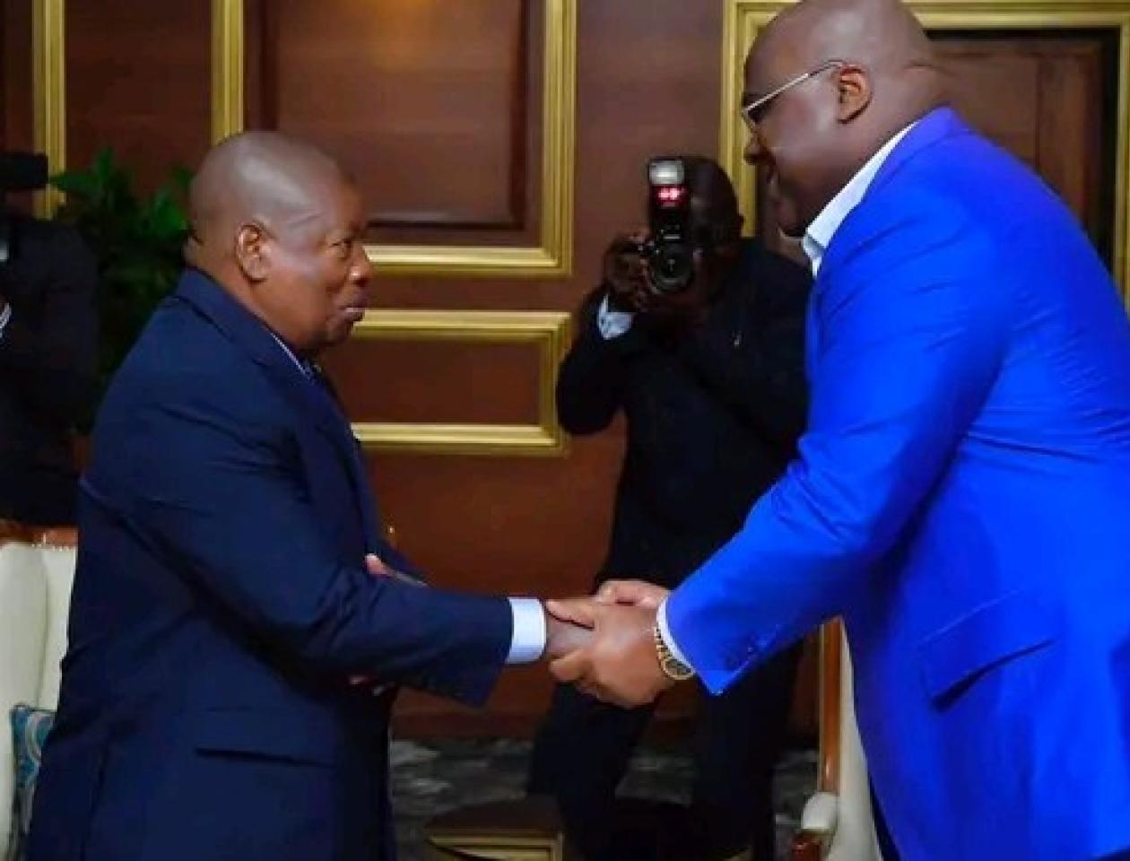 Le Président de la RDC  Félix Tshisekedi reçoit le représentant de l'Église Kimbangiste. Photo de la Présidence  