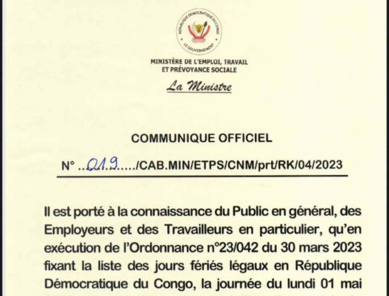 01 mai journée chômée et payée 